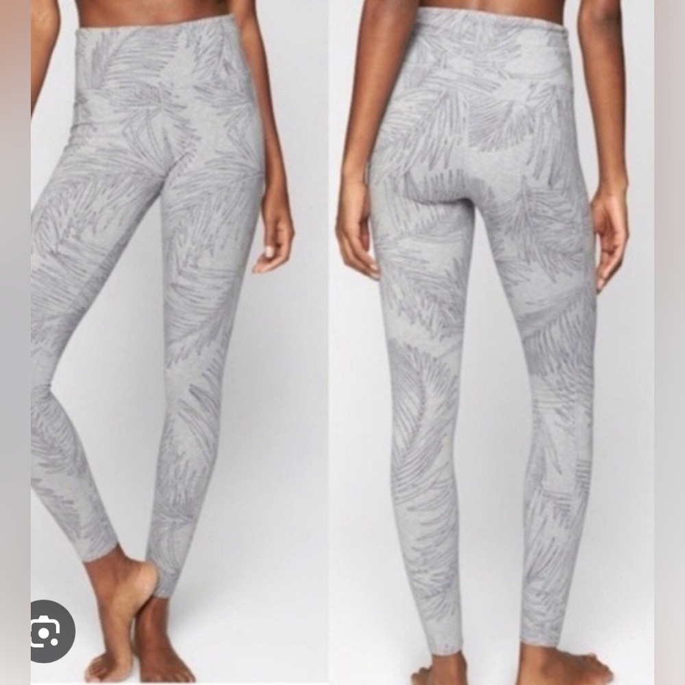 Athleta Be Present Gray Palm Leaf Leggings - Size Small